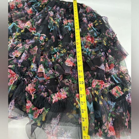 Boutique Tulle Midi Skirt In Black Roses New With Tags Medium - Picture 8 of 8